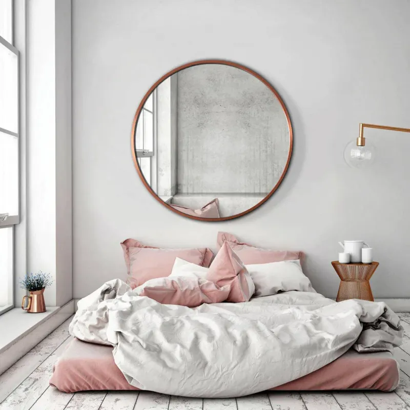 LUSTRO SCANDI OKRĄGŁE - ZŁOTA / MIEDZIANA RAMA - foto 1